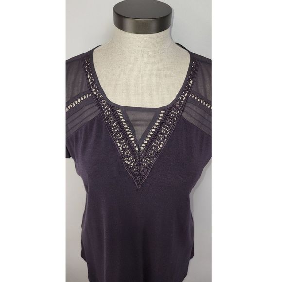 Daniel Rainn Purple Sleeveless Crochet Top Size S - Picture 8 of 9